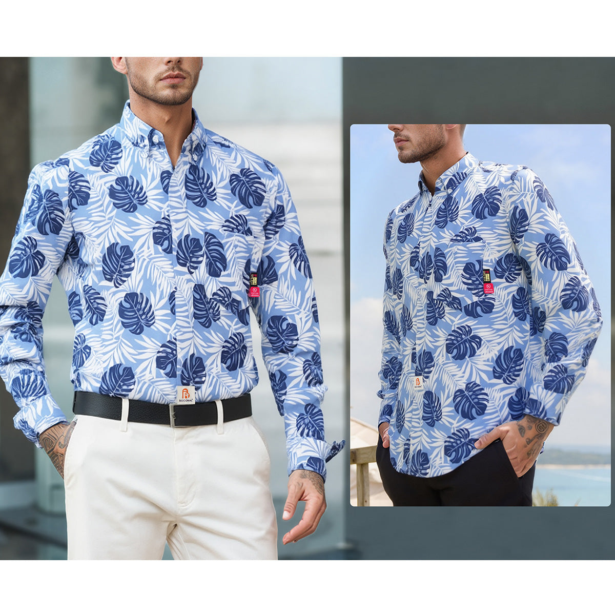 6.5OZ Printed Hawaii Lightweight Button Down Flame Resistant Shirts-0816A