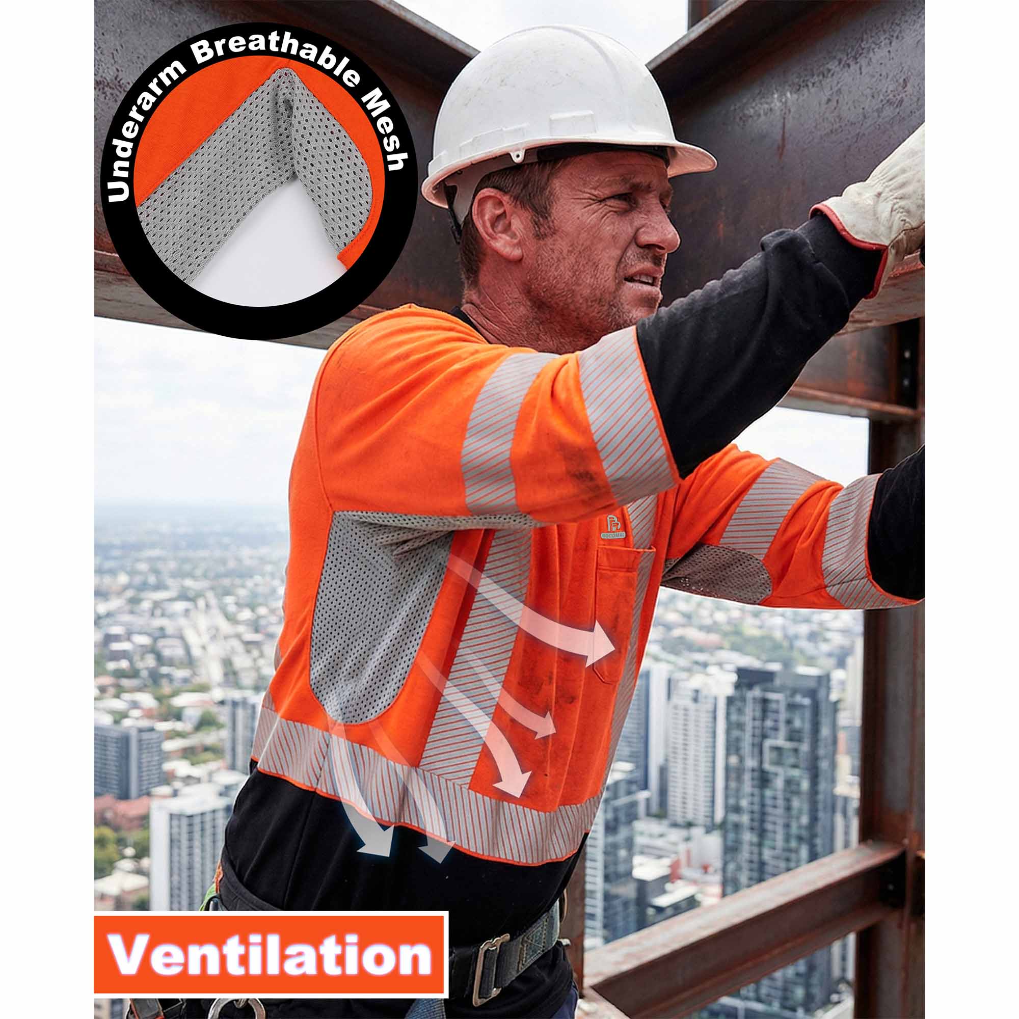 5.5OZ Lightweight Hi Vis Summer Vented Mesh FR T-Shirt-6008HV