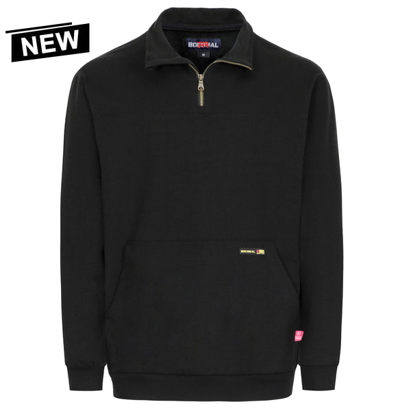 7.5oz Midweight Non-Fleece Mock Neck 1/4 Quarter Zipper Water/Stain Repellent Fire Resistant Sweater Shirts