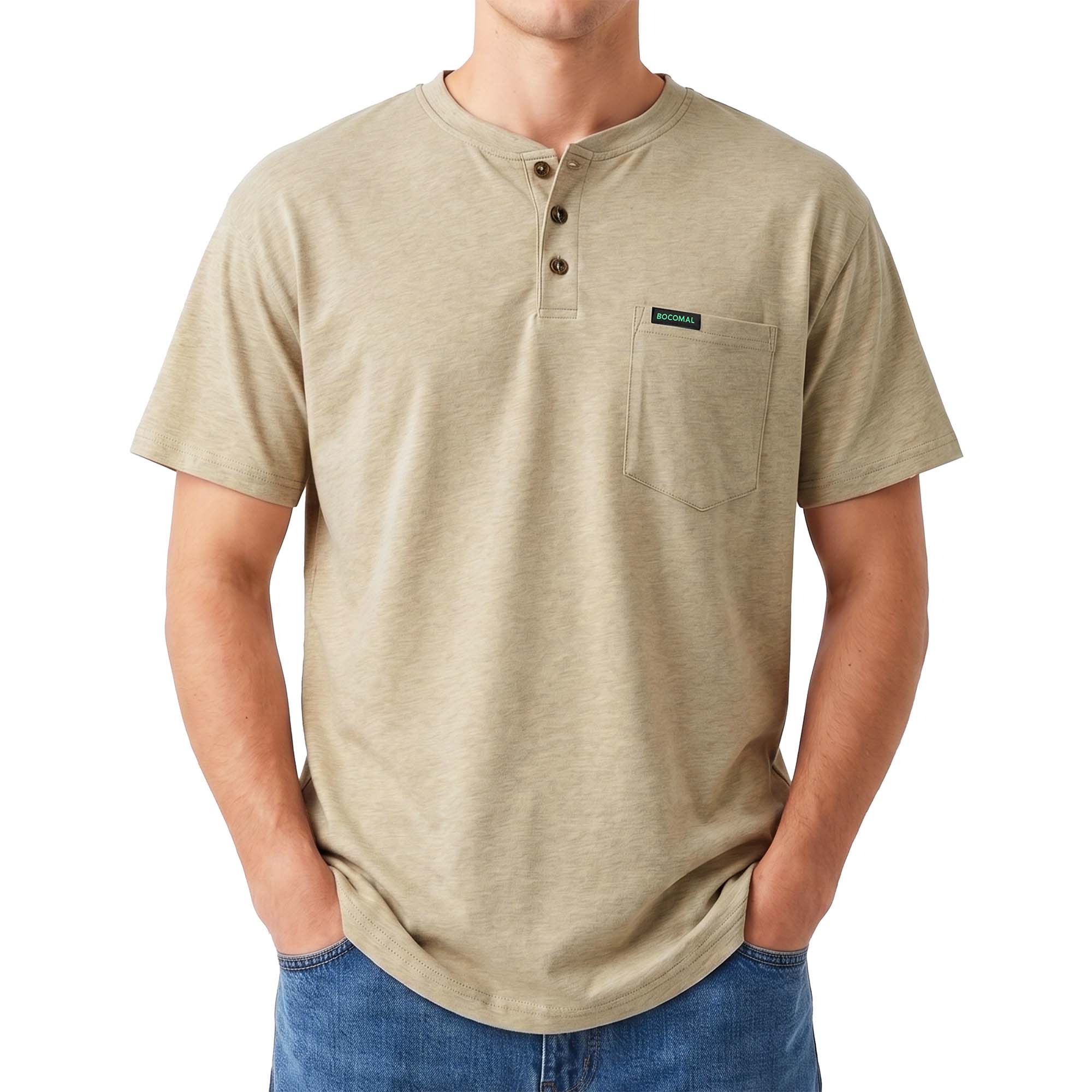 5.5OZ Lightweight Henley Short Sleeve T-Shirts(NON-FR) - TS011M