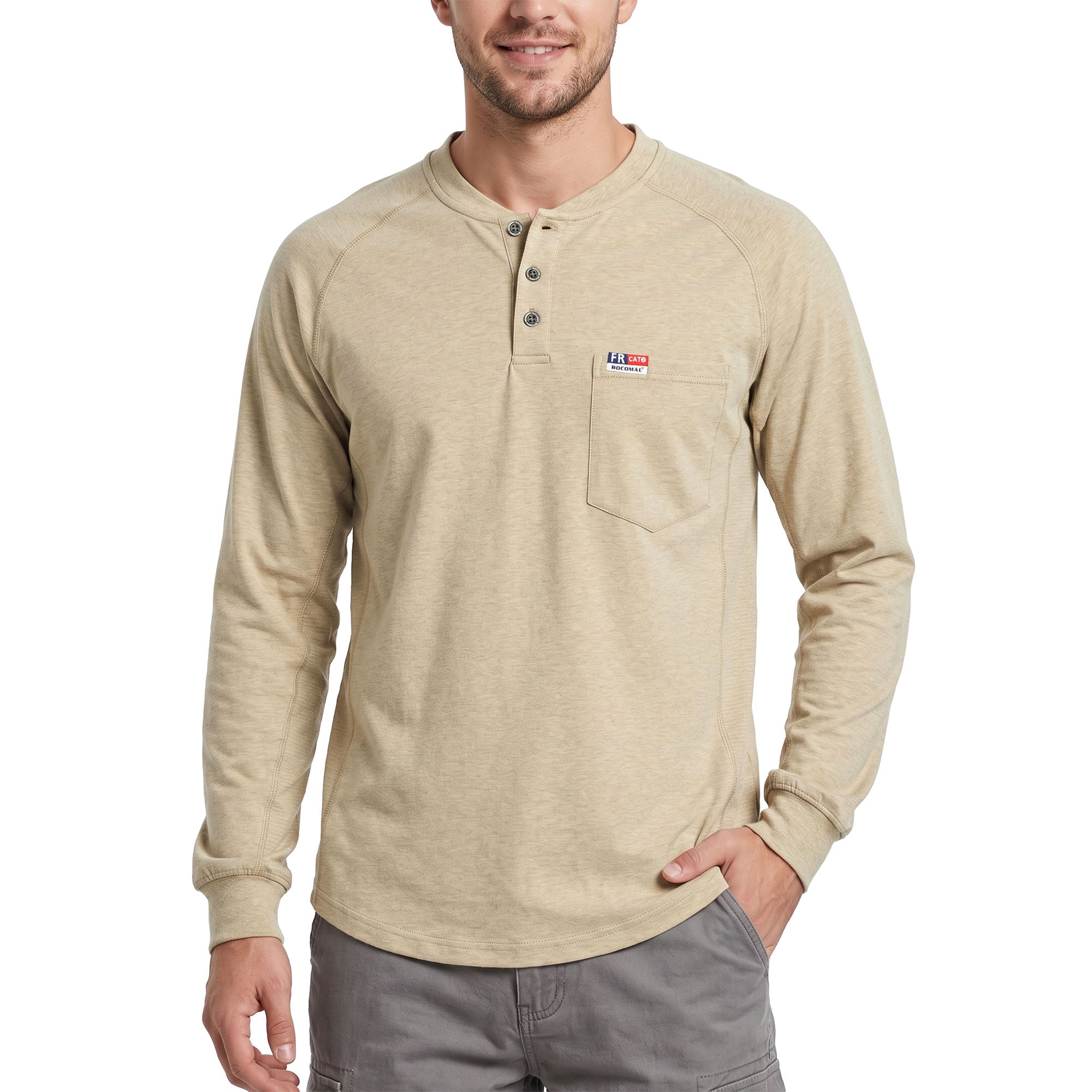 6OZ Henley Bird's-Eye Breathable Vented Mesh FR Tee-B535