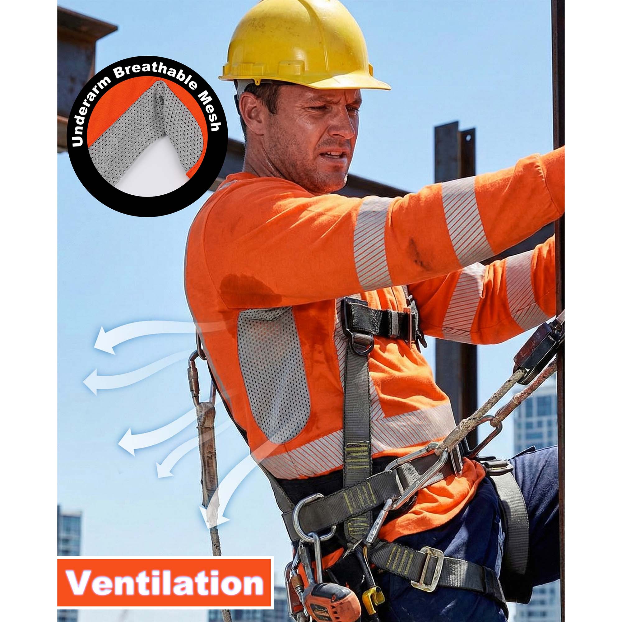 5.5OZ Lightweight Hi Vis Summer Vented Mesh FR T-Shirt-6008HV