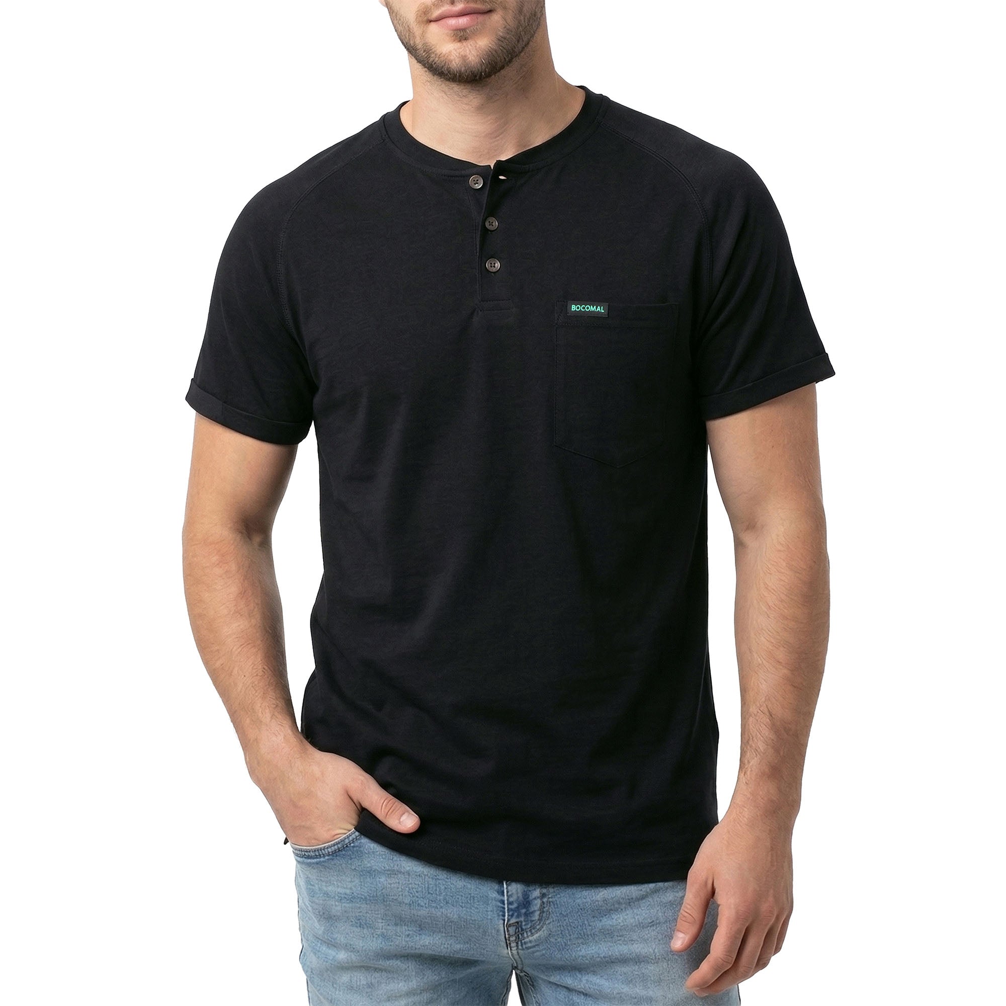5.5OZ Lightweight Henley Short Sleeve T-Shirts(NON-FR) - TS011M