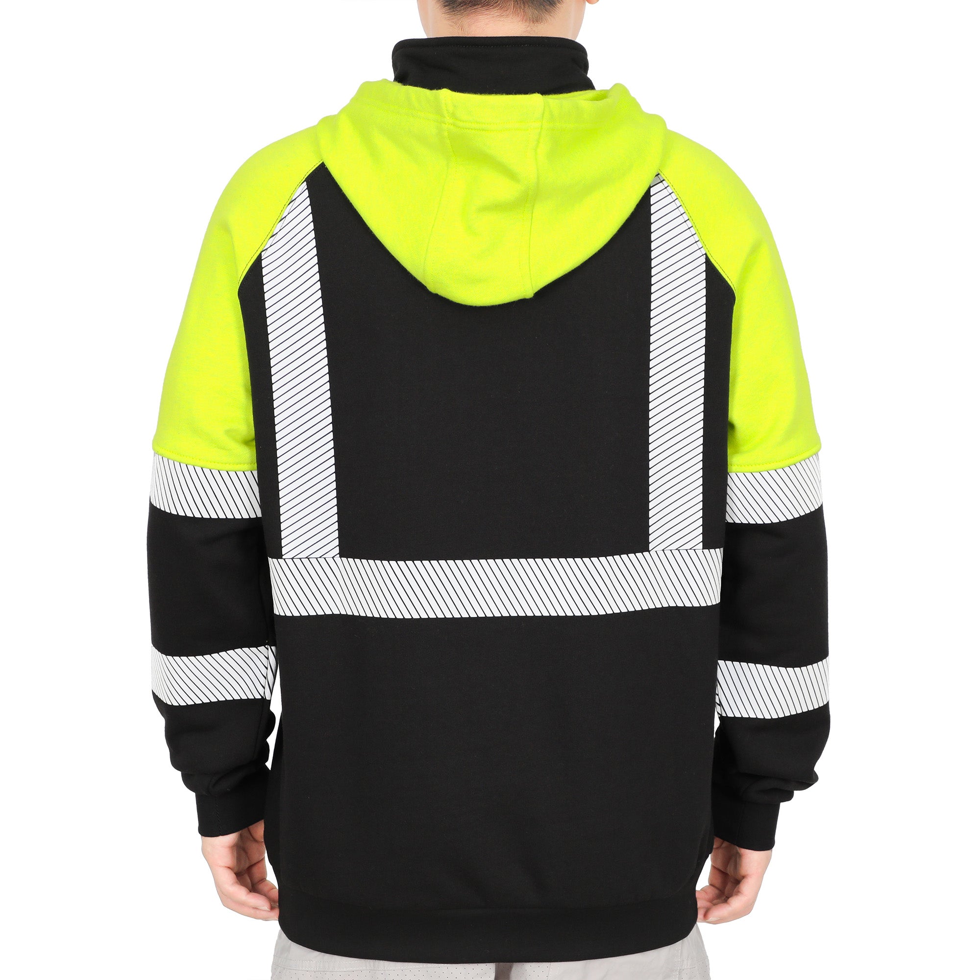 12oz Heavyweight Cotton Fleece 1/4 Zipper Mockneck Reflective FR Hi-Vis Hoodies-8931HV