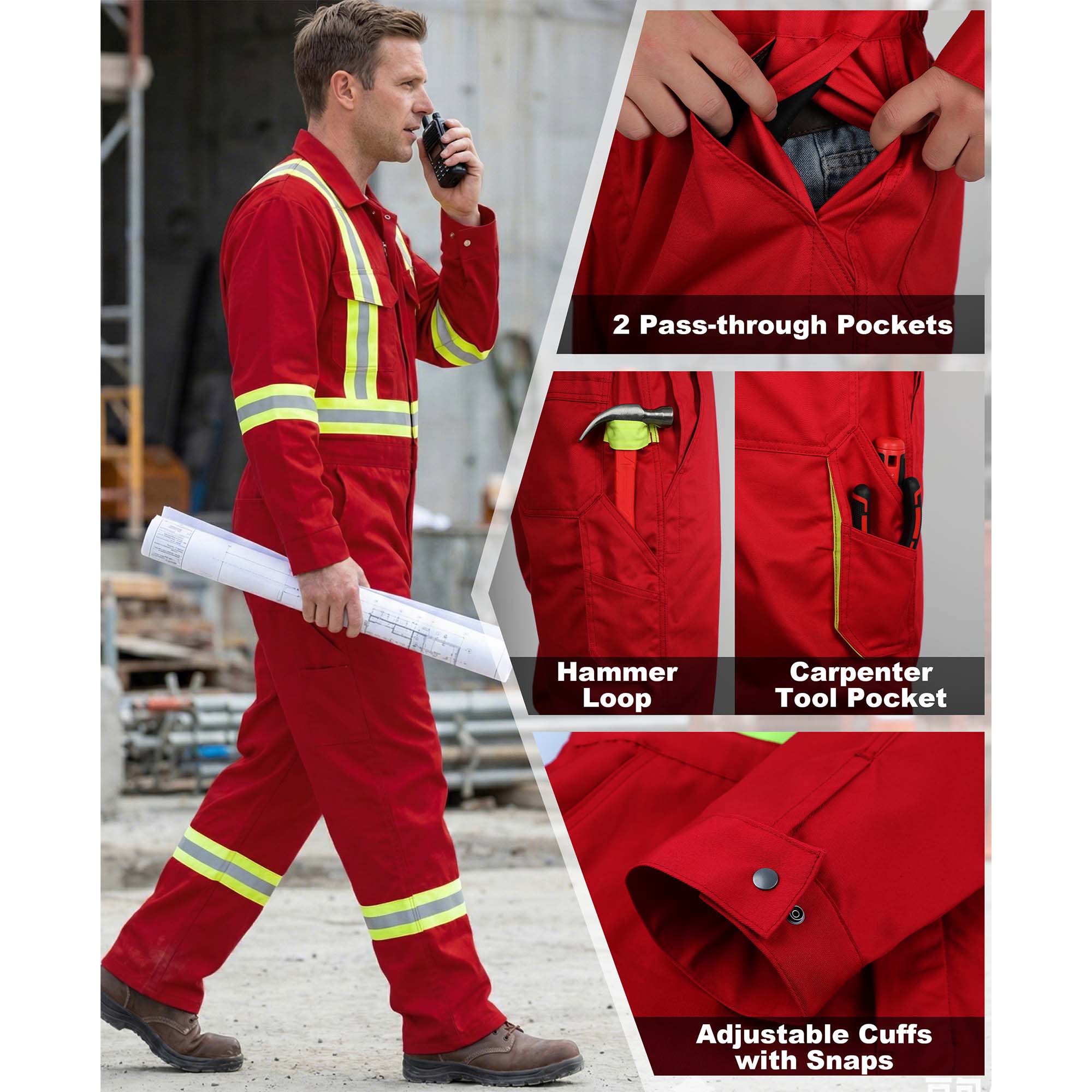 7.5OZ Cotton Twill FR Hi Vis Work Coverall - 2401HV