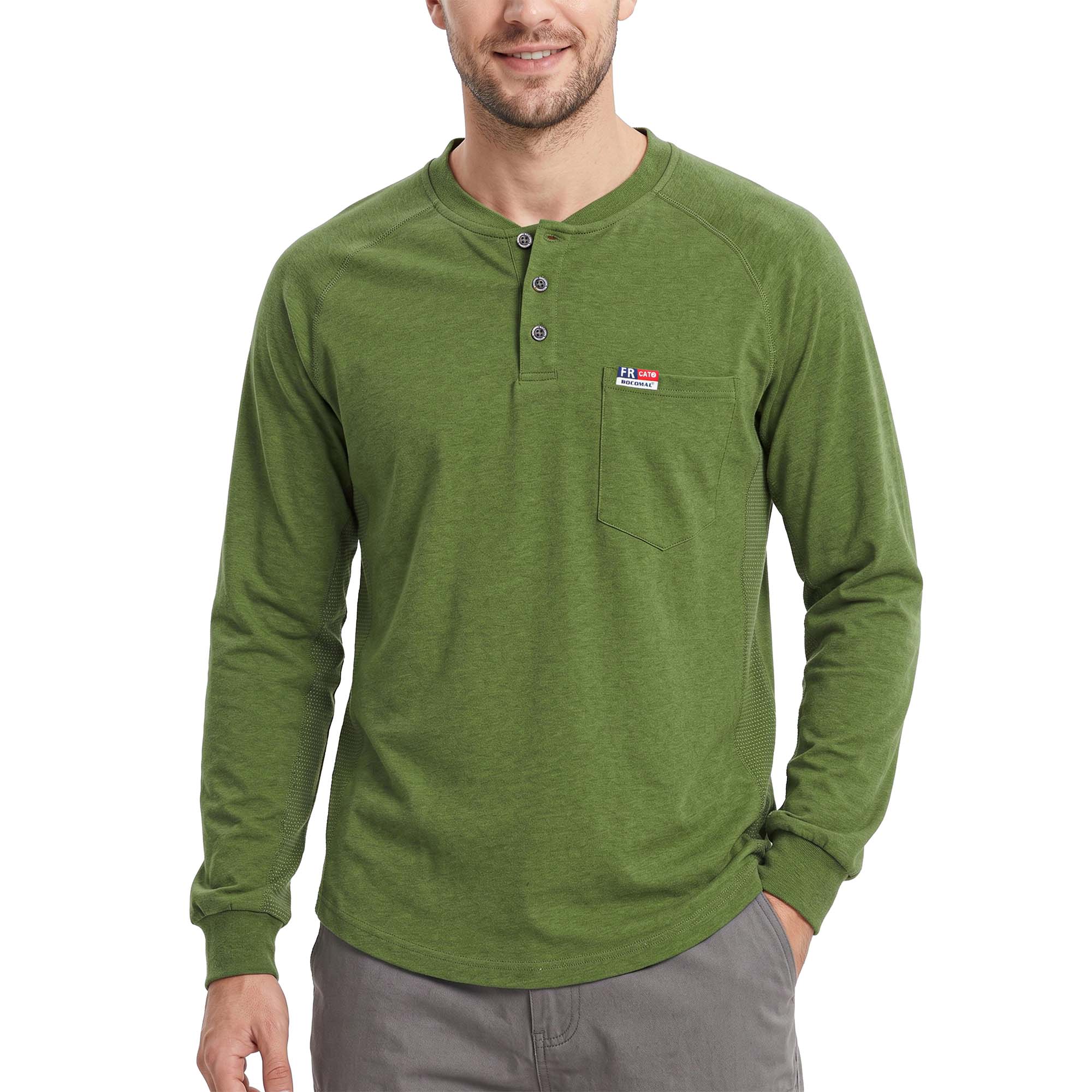 6OZ Henley Bird's-Eye Breathable Vented Mesh FR Tee-B535