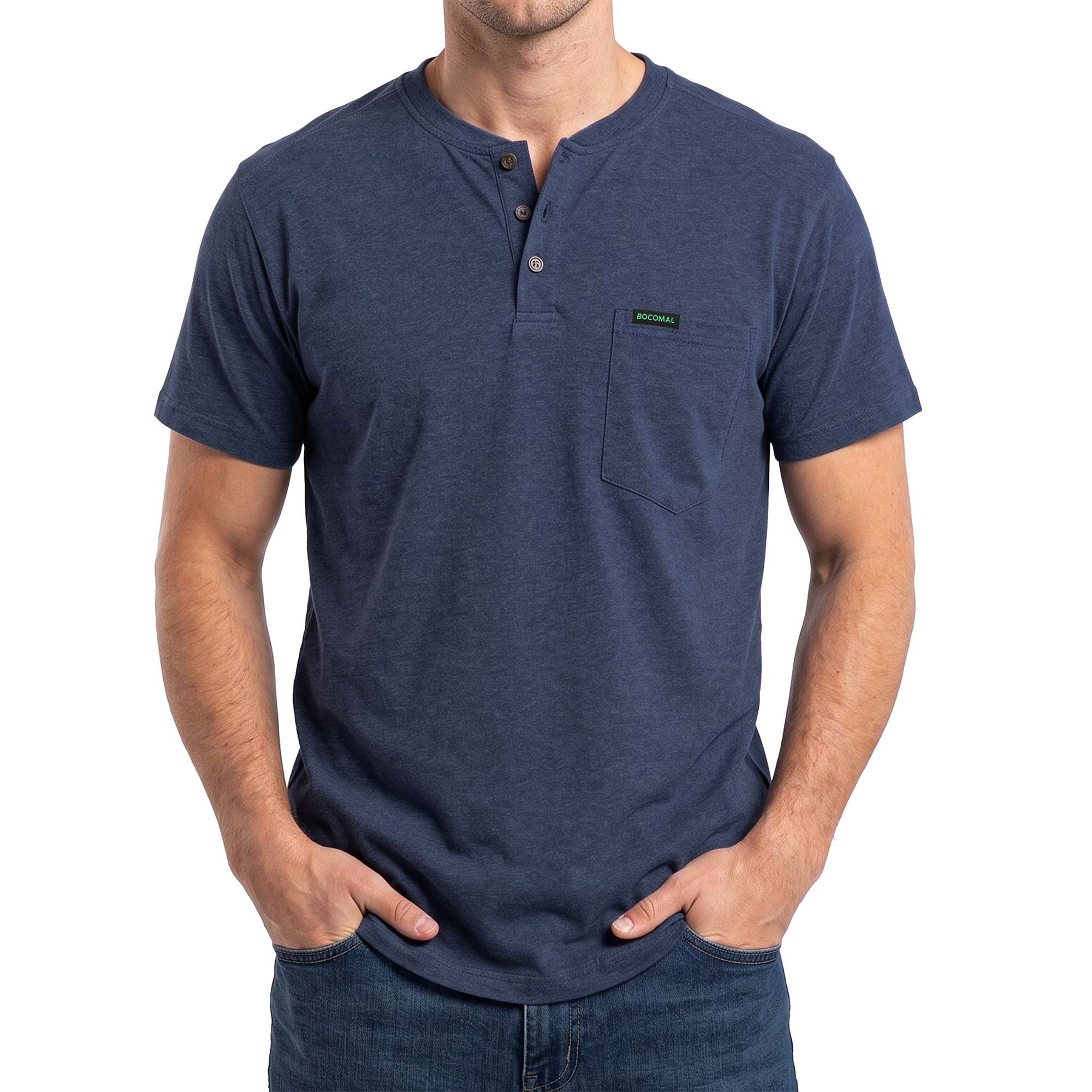 5.5OZ Lightweight Henley Short Sleeve T-Shirts(NON-FR) - TS011M