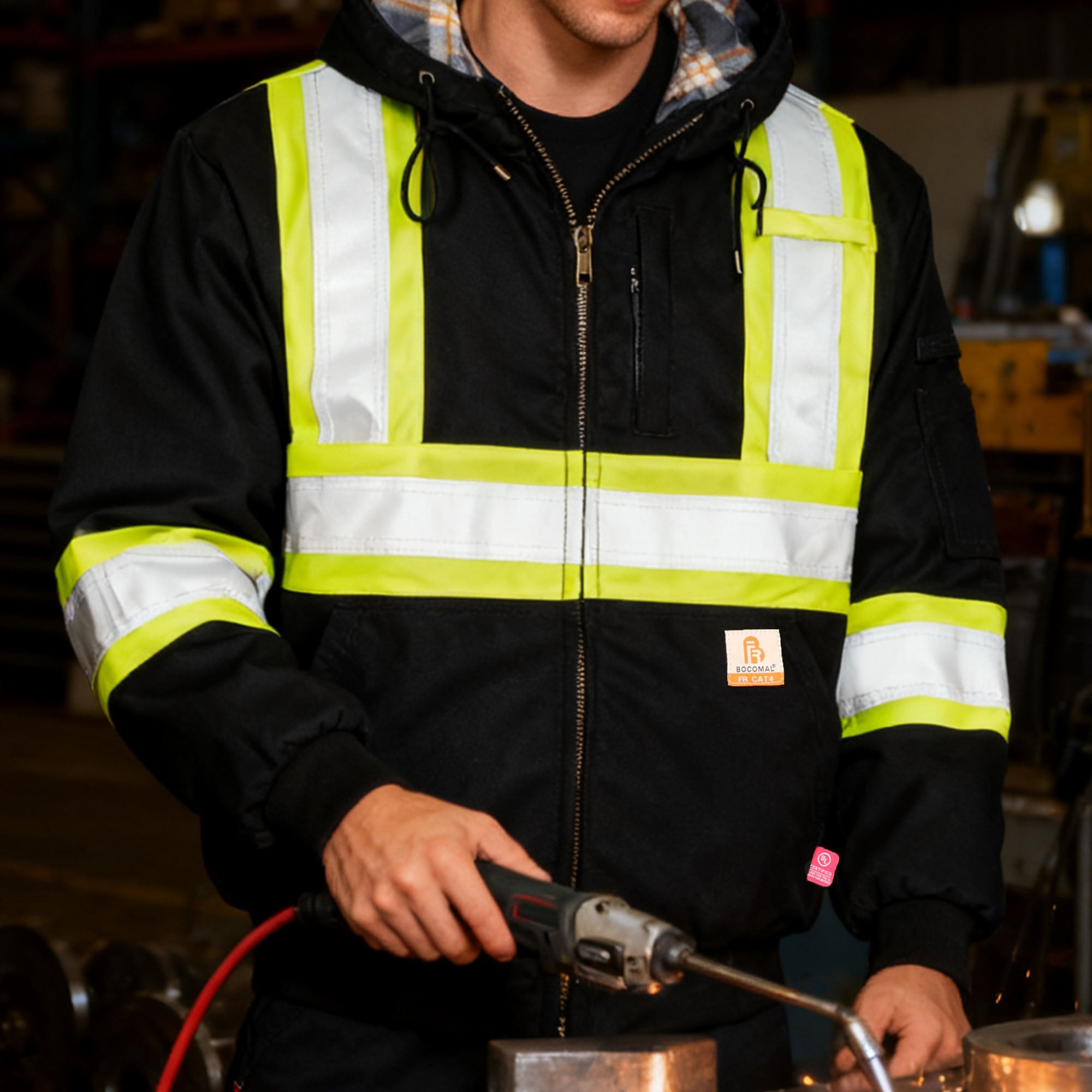 Insulated Hi Vis FR Heavyweight Water Repellent Stain Resistant Jacket-3004HV