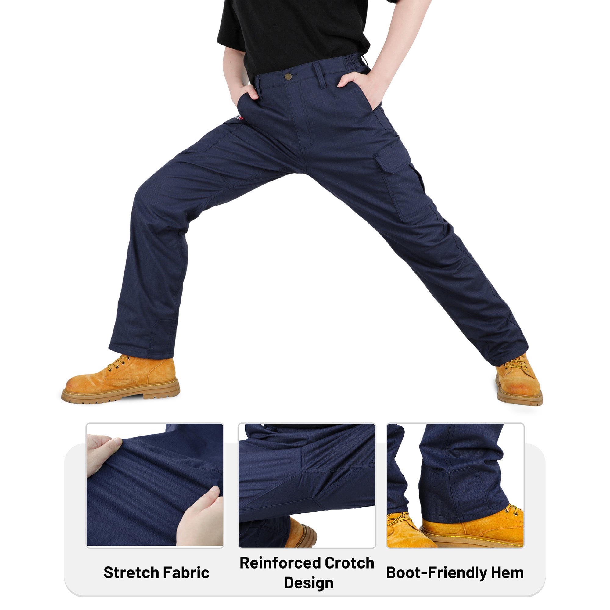Modacrylic Cotton Fleece Lined Stretch Winter Cargo Pants-9328
