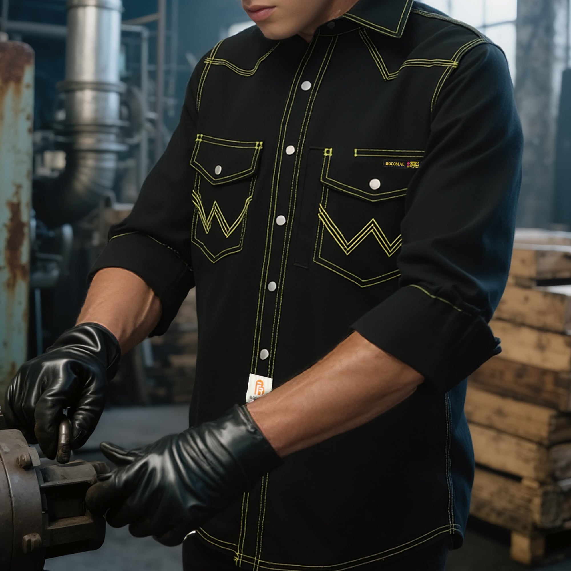 8.5oz Heavyweight Stretch Canvas FR Welding Shirts-0932