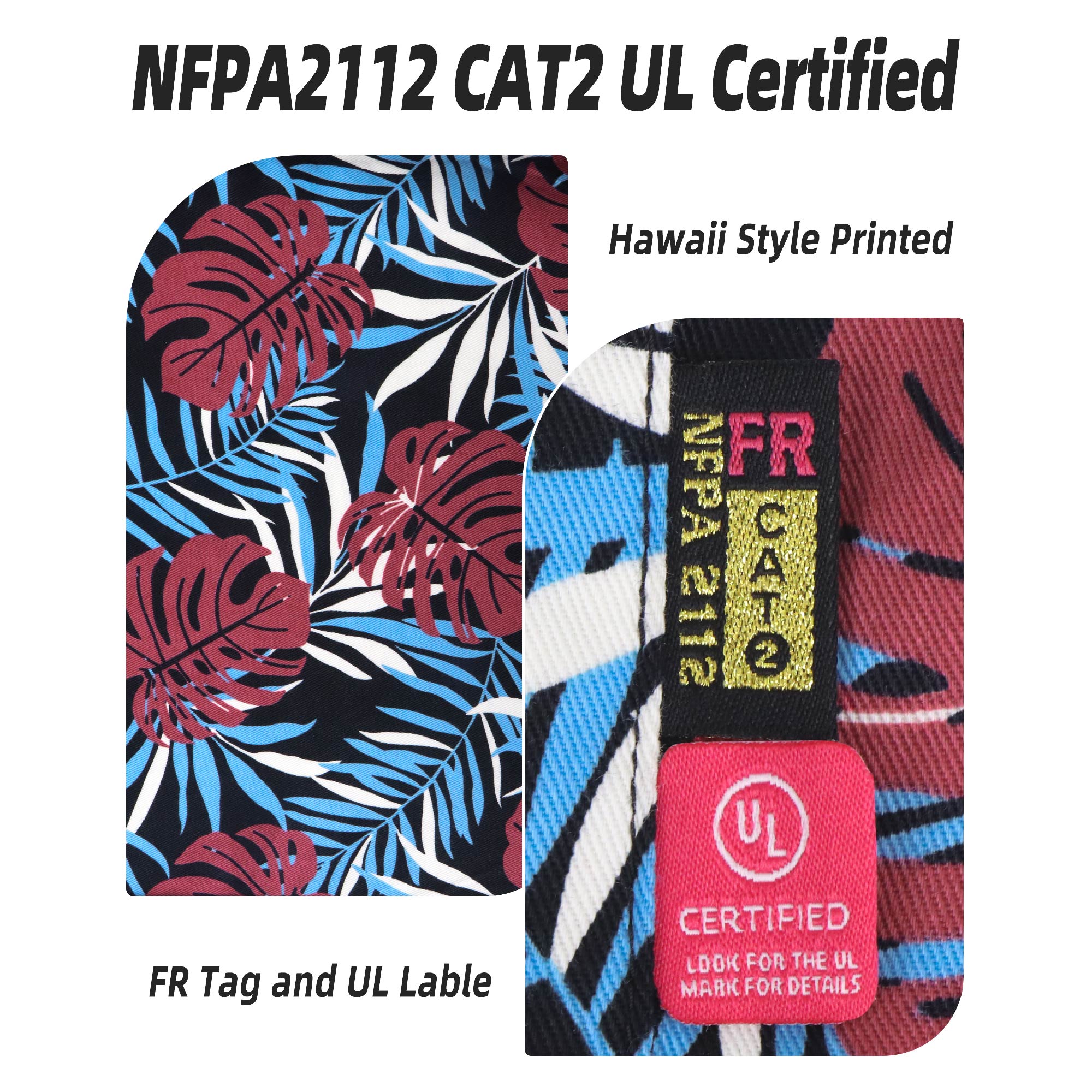 6.5OZ Printed Hawaii Lightweight Button Down Flame Resistant Shirts-0816A