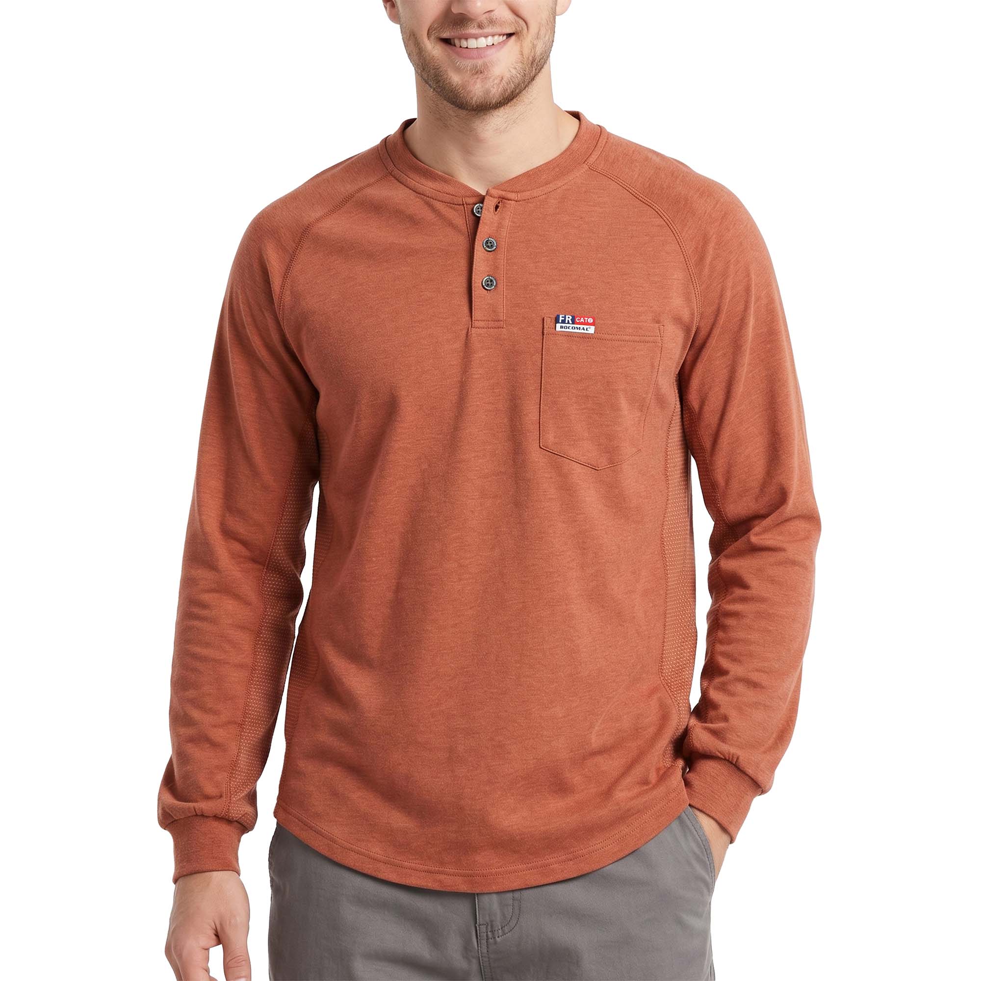 6OZ Henley Bird's-Eye Breathable Vented Mesh FR Tee-B535