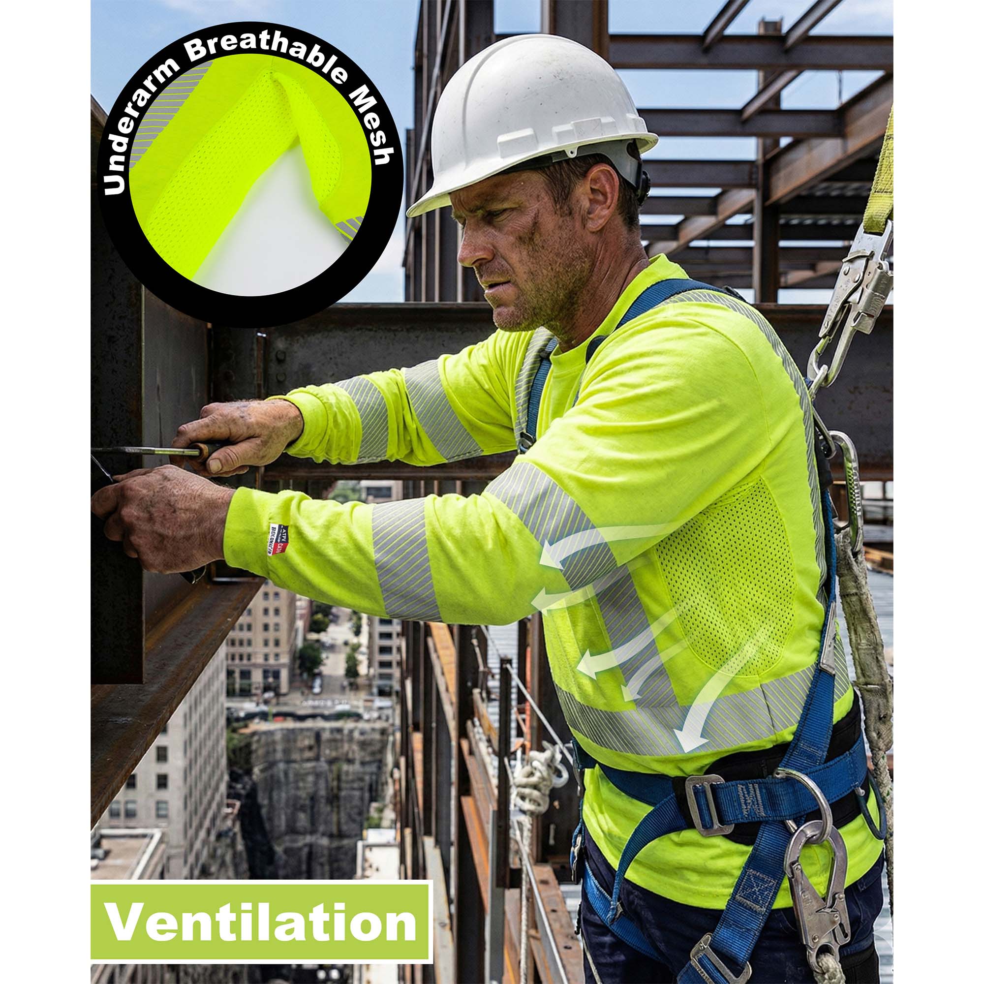 5.5OZ Lightweight Hi Vis Summer Vented Mesh FR T-Shirt-6008HV