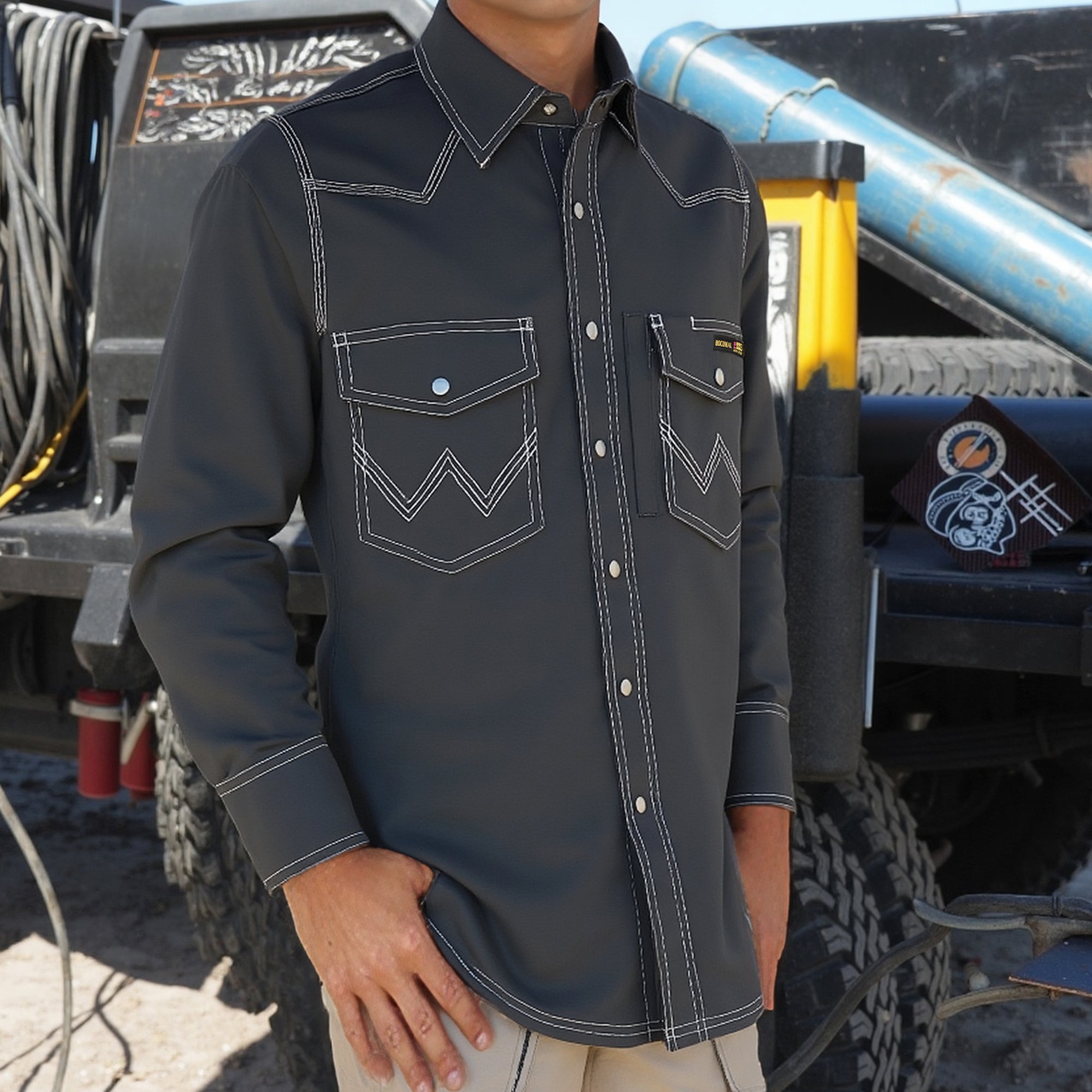 8.5oz Heavyweight Stretch Canvas FR Welding Shirts-0932