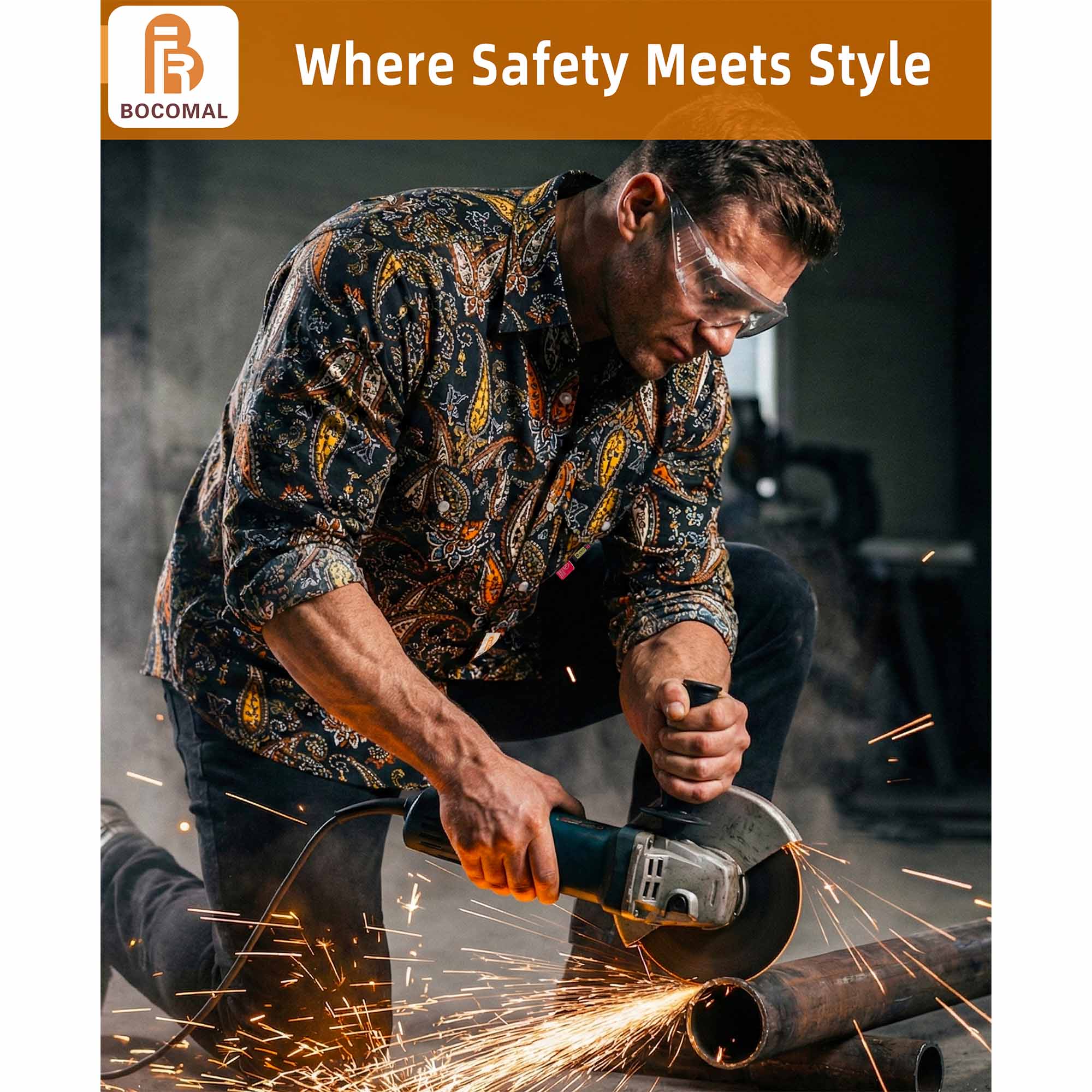 6.5OZ Lightweight Printed FR Shirts With Pearl Snap-0916A