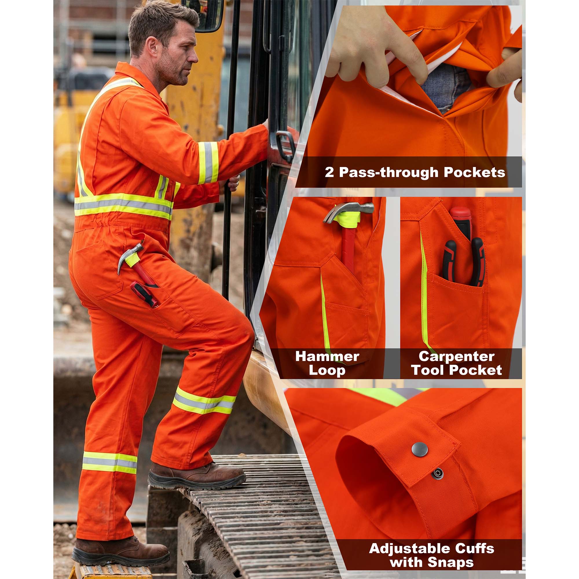 7.5OZ Cotton Twill FR Hi Vis Work Coverall - 2401HV