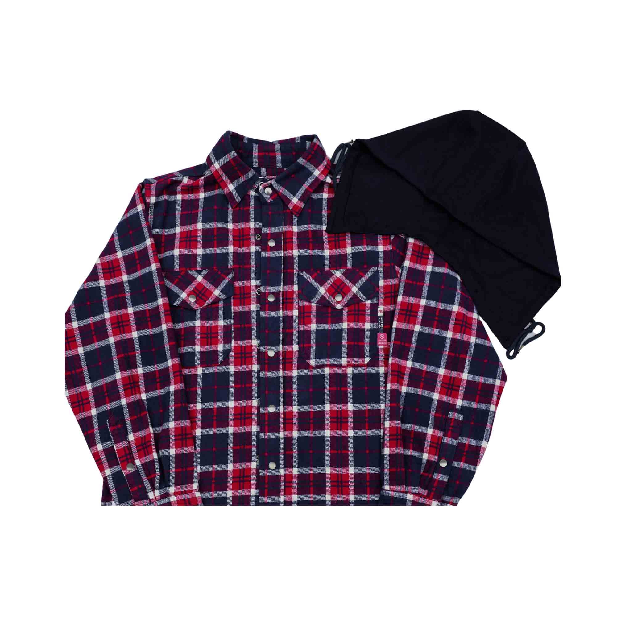 8.5OZ Plaid Flannel Shirts With Hoodie-3818H