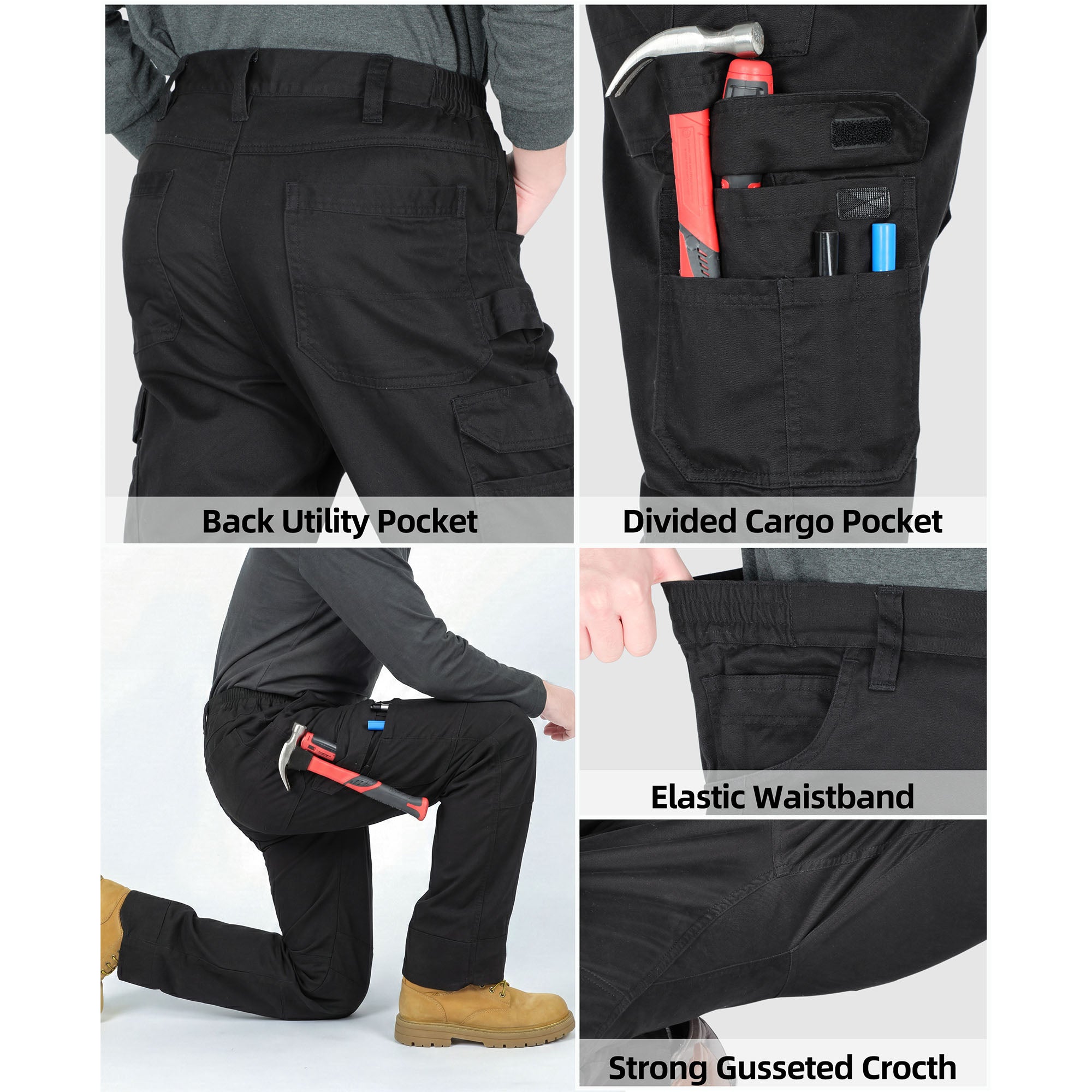 7oz Men's 12 Multi-Pockets 100% C Dura Comfort Water/Stain Resistant Work Cargo Pants - 031D