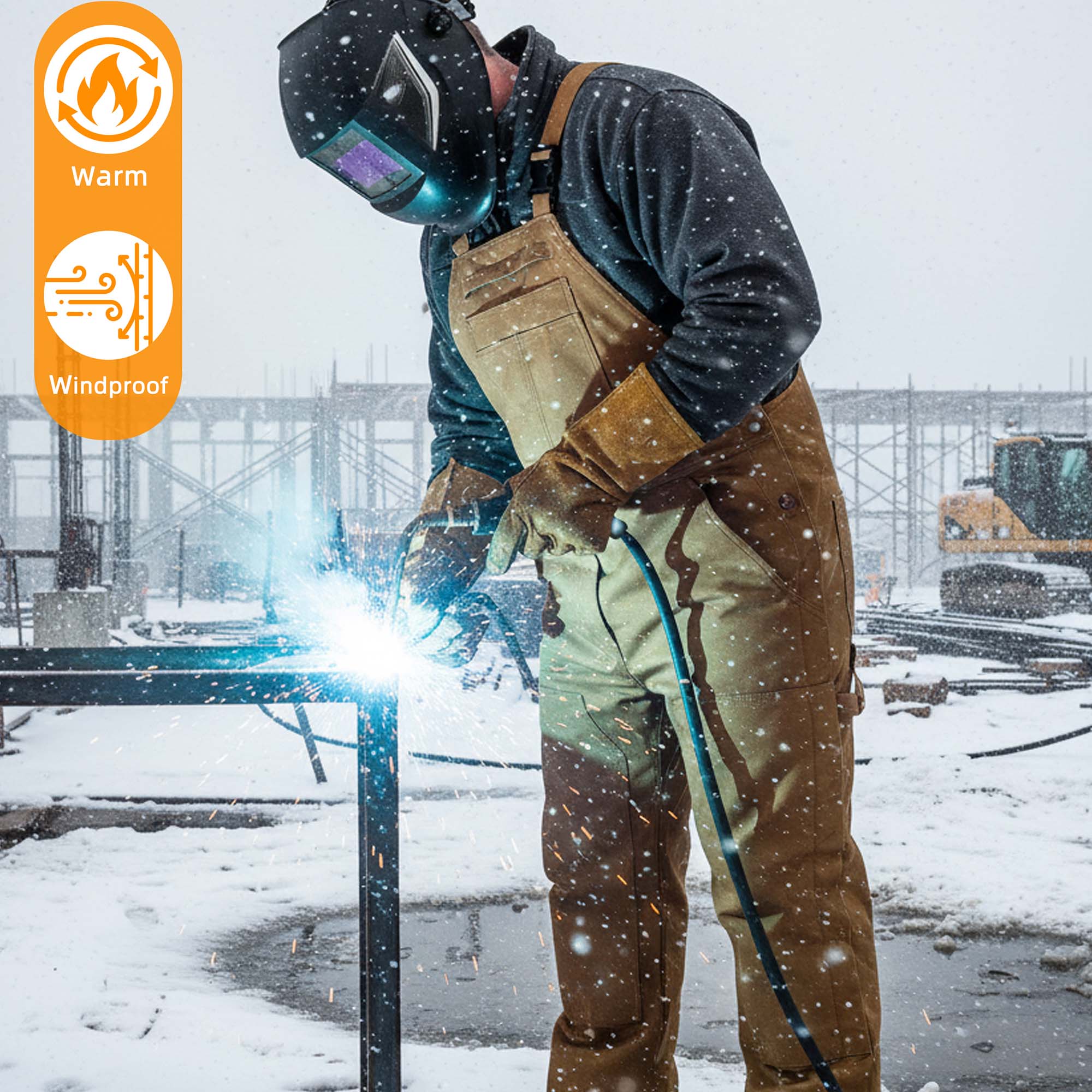 Insulated FR Bib Overalls with Thigh Zippers and Knee Pads for winter -8704