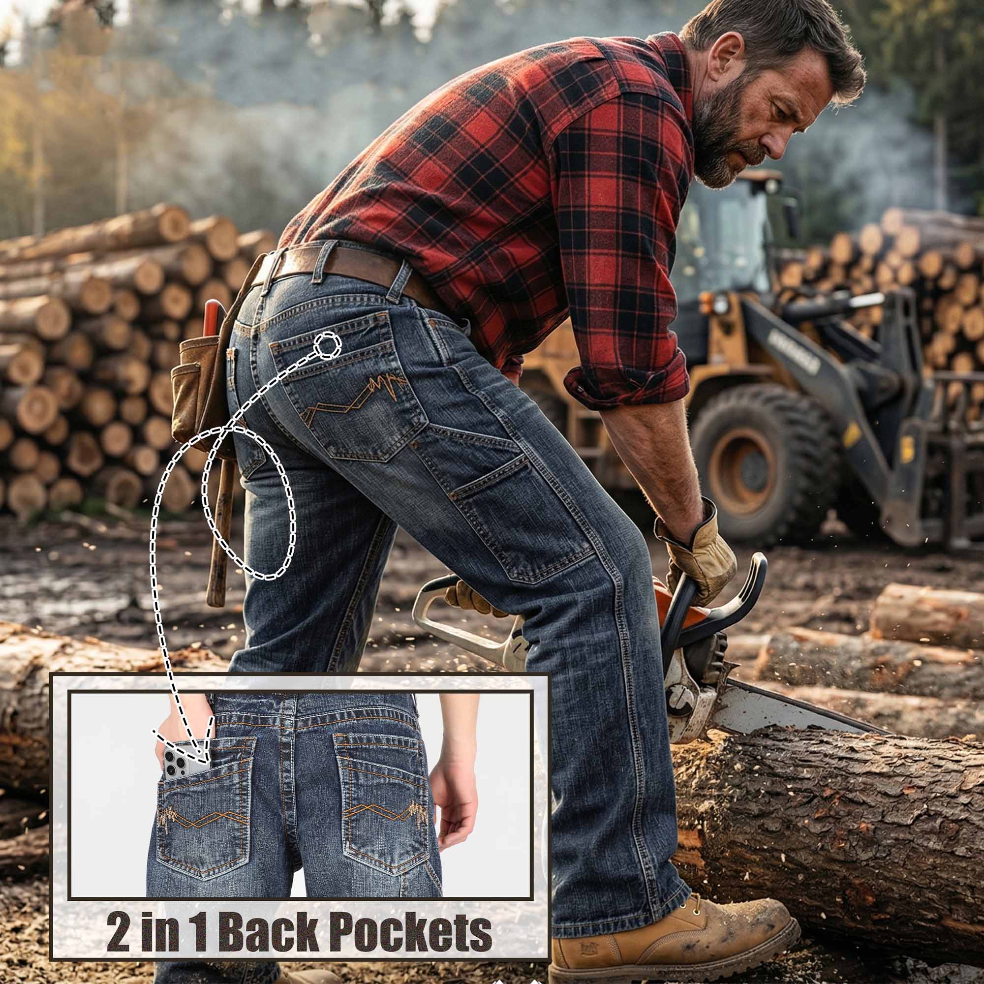 13.5OZ Heavywight Dura-Rugged Slub Denim Jeans(NON-FR)