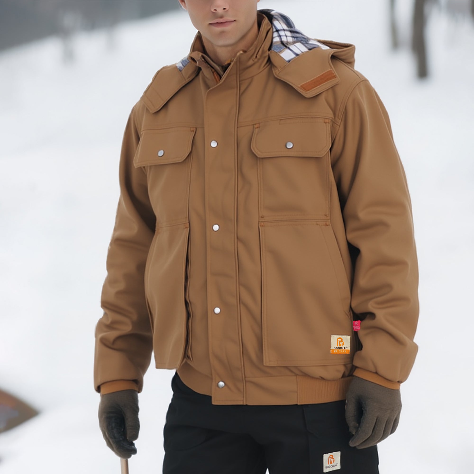 FR Jacket Insulated Heavyweight Canvas Flannel Lined,Detachable Hood-8804