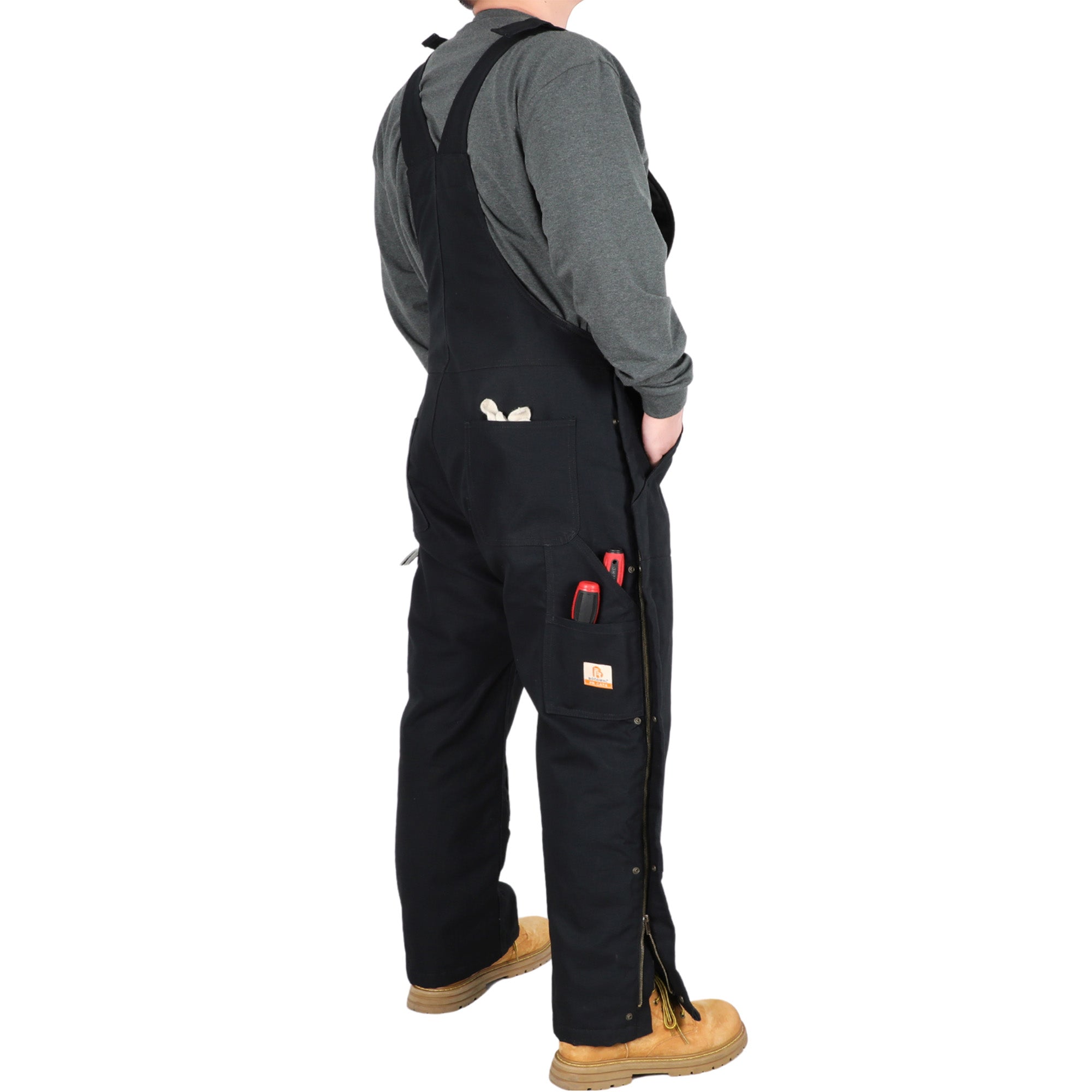 Insulated FR Bib Overalls with Thigh Zippers and Knee Pads for winter-8704