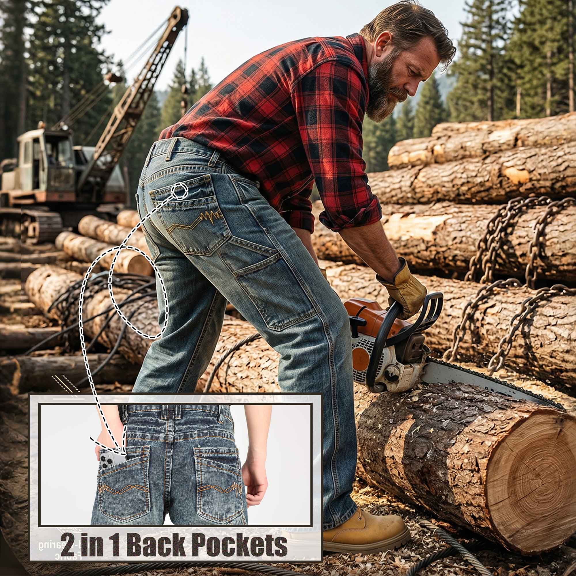 13.5OZ Heavywight Dura-Rugged Slub Denim Jeans(NON-FR)
