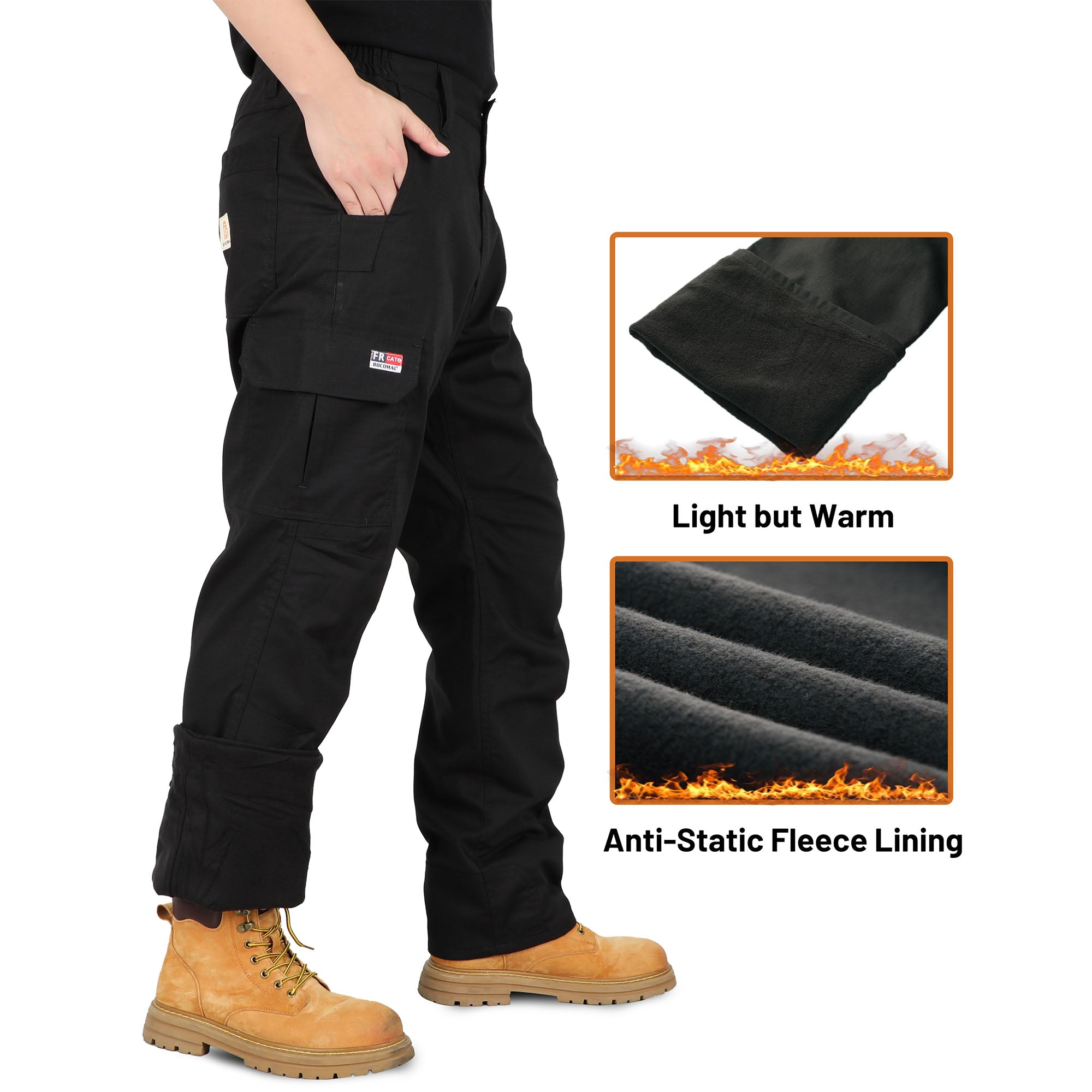 Modacrylic Cotton Fleece Lined Stretch Winter Cargo Pants-9328