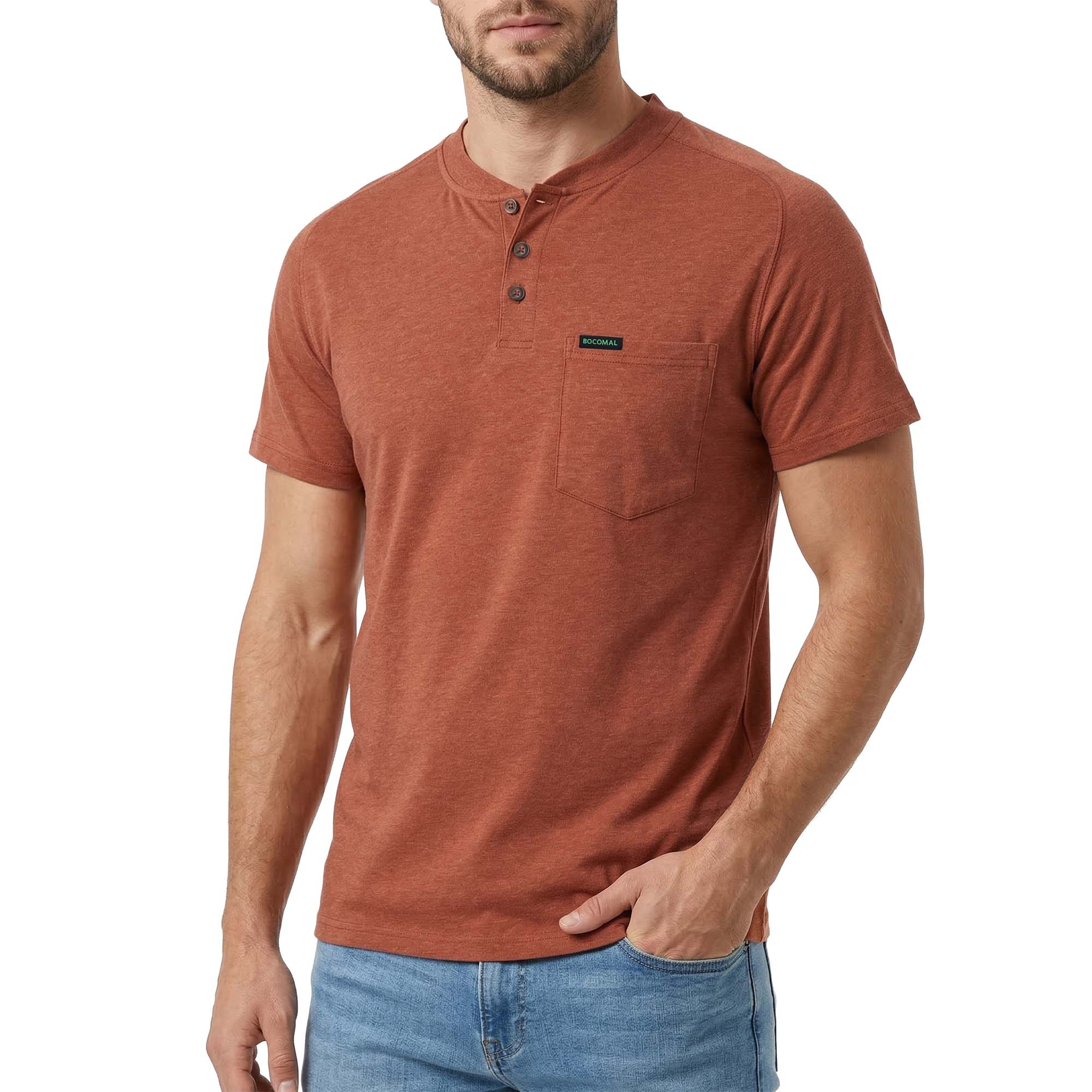 5.5OZ Lightweight Henley Short Sleeve T-Shirts(NON-FR) - TS011M