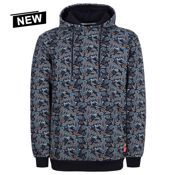 7.5oz Lightweight Paisley Printed Flame Resistant Hooded Sweatshirts Non Fleece -2613P