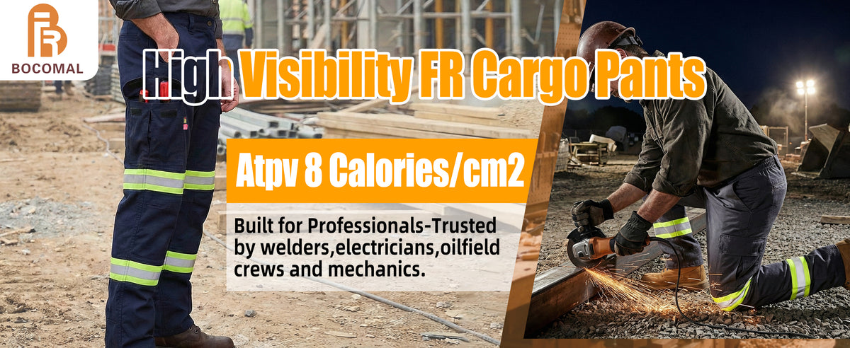 7OZ Hi Vis Rip-Stop FR Reflective Cargo Work Pants-A828HV