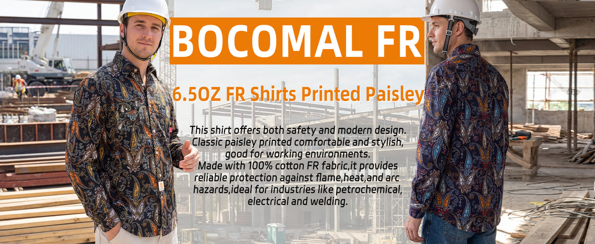 6.5OZ Lightweight Printed FR Shirts With Pearl Snap-0916A