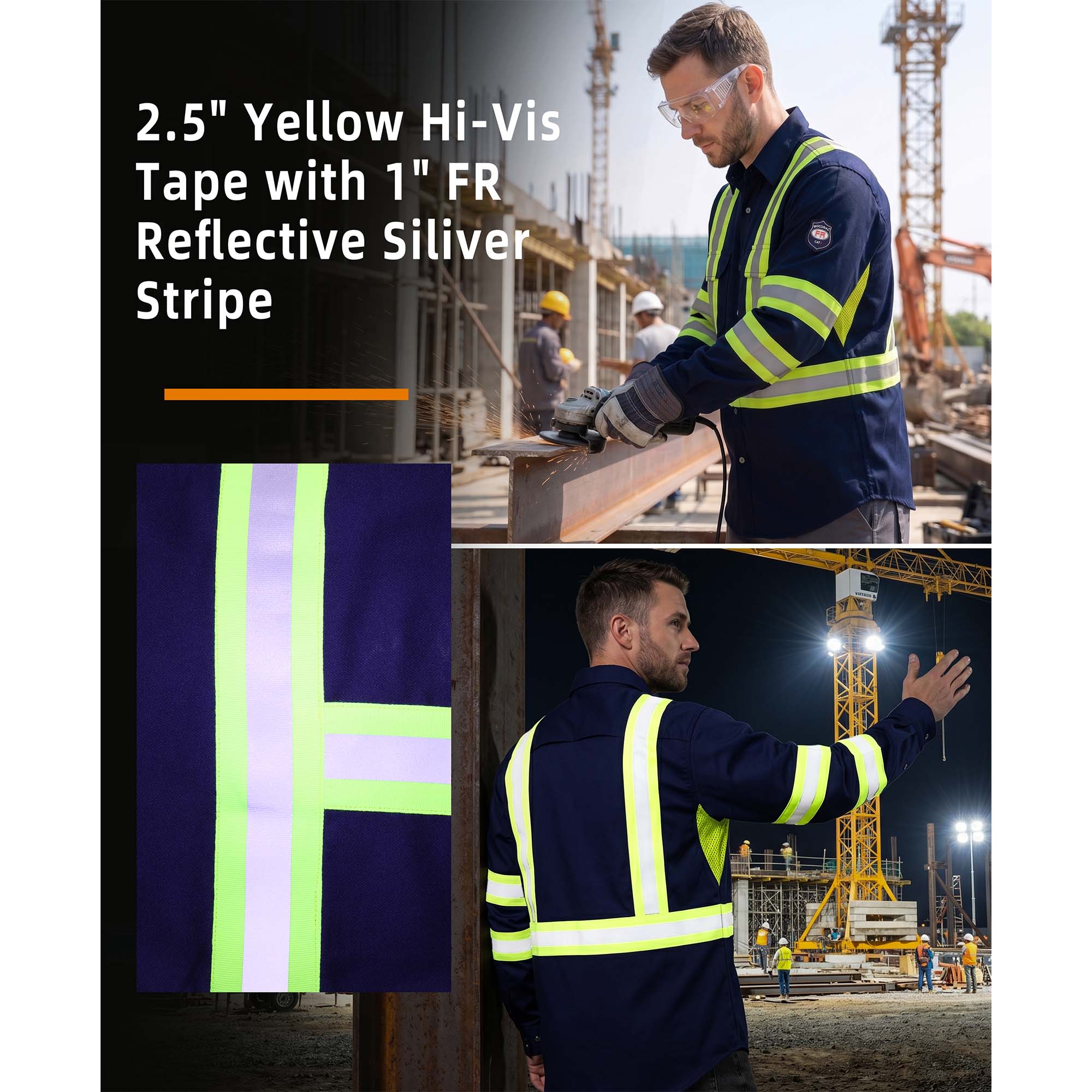 6.5OZ Lightweight Reflective High Visibility Breathable Mesh Vented FR Shirts - B207HV