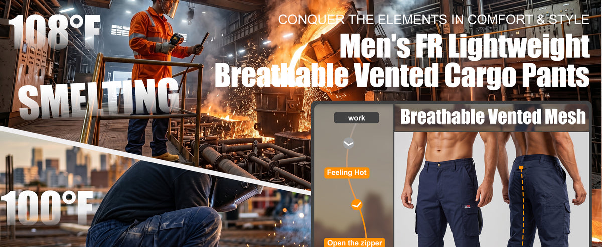 6.5OZ Breathable Airflow Vented Design FR Cargo Pants for Summer-B339