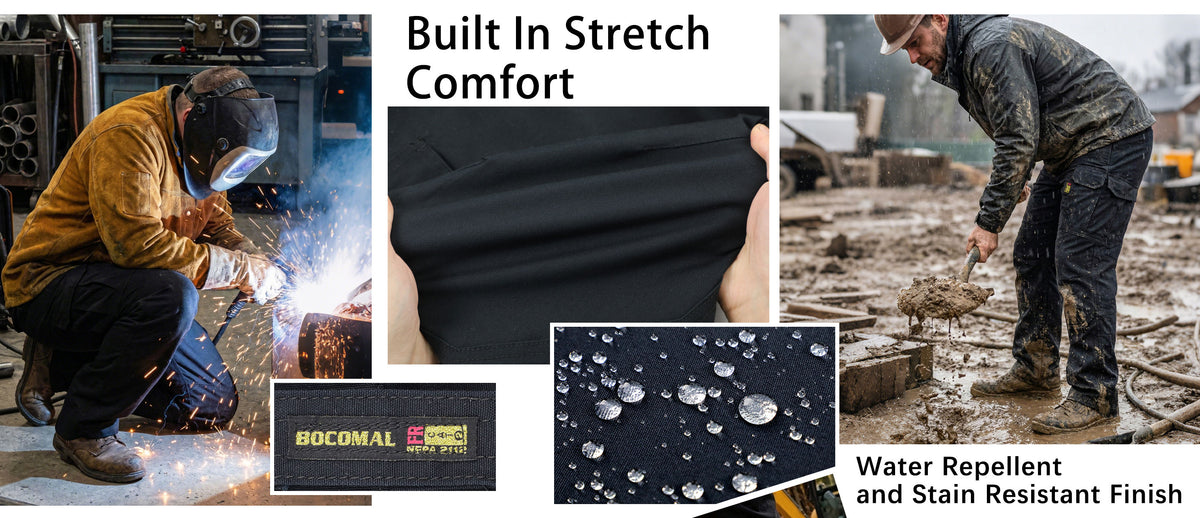8.5OZ Cargo Pockets Dura-Stretch Rip-Stop Soft Canvas FR Reinforced Work Pants-8432