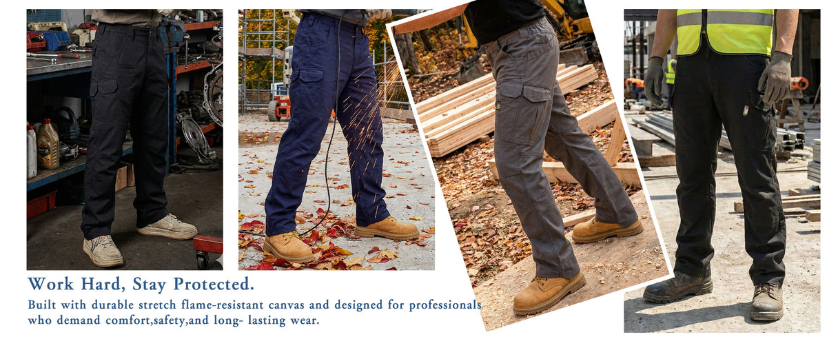 8.5OZ Cargo Pockets Dura-Stretch Rip-Stop Soft Canvas FR Reinforced Work Pants-8432