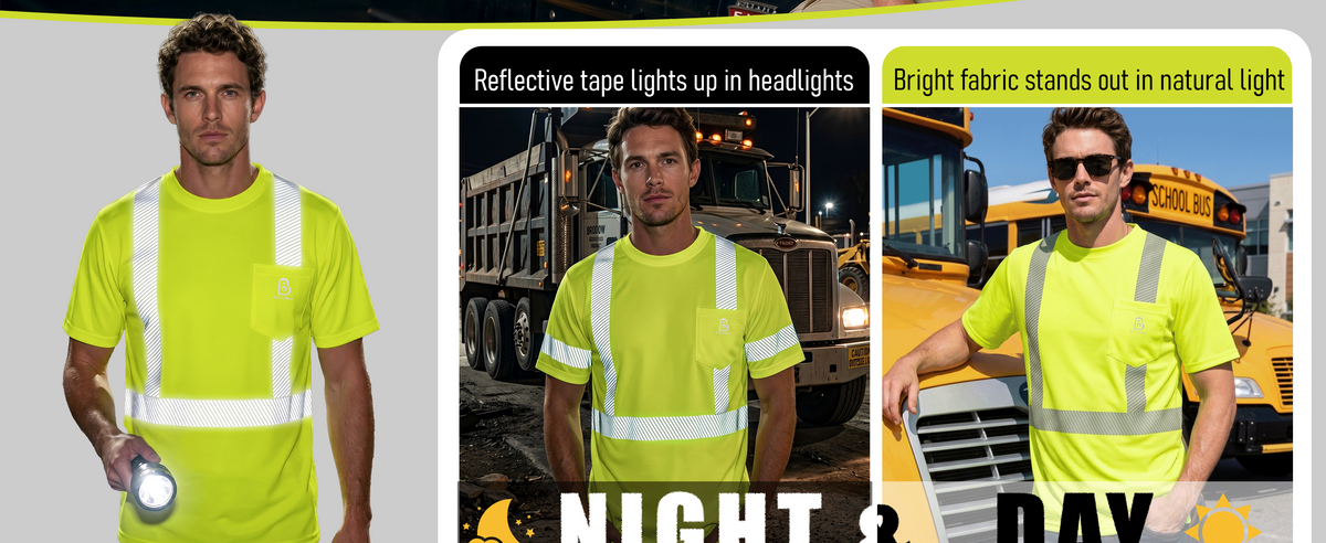 4OZ High Visibility Shirts Reflective Breathable Safety Work Tee (NON-FR)- TS132B