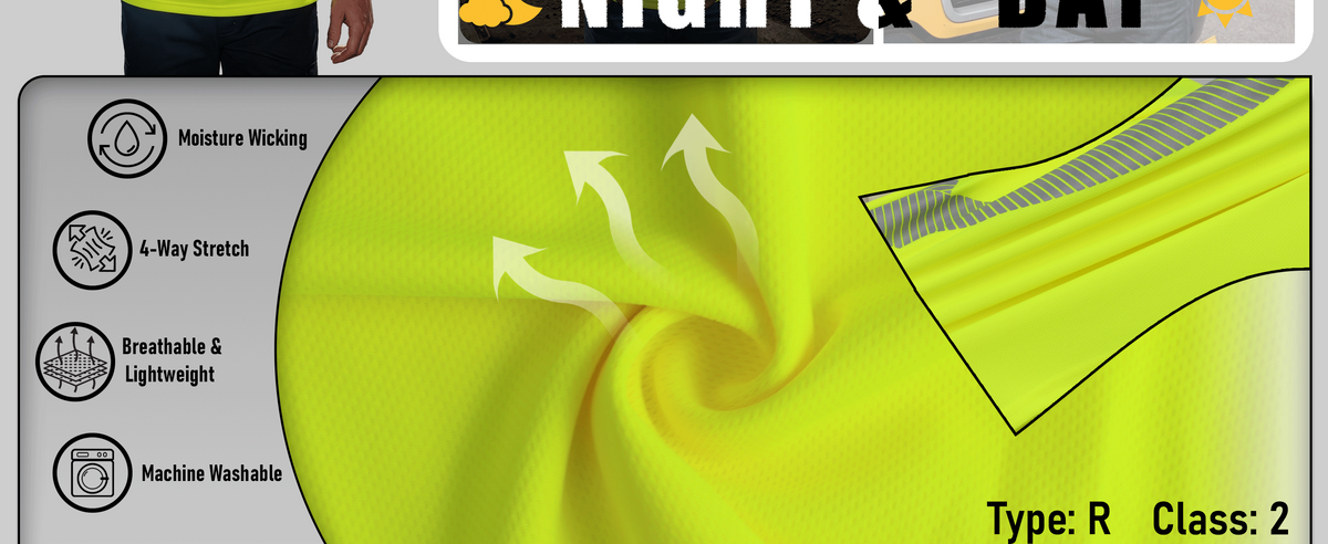 4OZ High Visibility Shirts Reflective Breathable Safety Work Tee (NON-FR)- TS132B