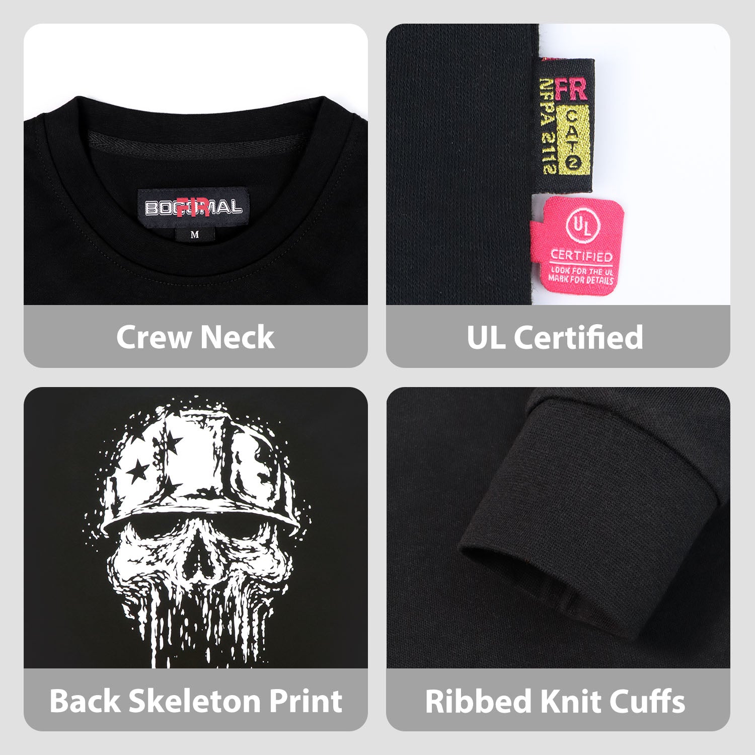 7oz Midweight Flame Resistant Flag/Skull Print Henley T-Shirts NFPA2112 CAT2-D1203