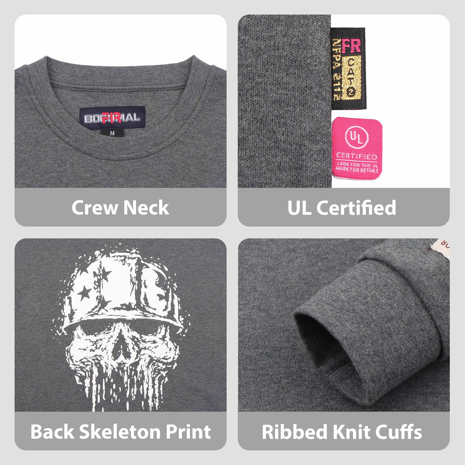 7oz Midweight Flame Resistant Flag/Skull Print Henley T-Shirts NFPA2112 CAT2-D1203