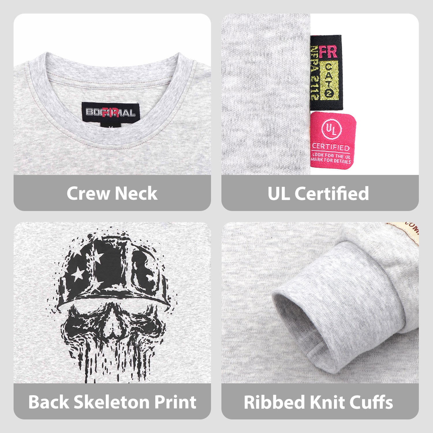 7oz Midweight Flame Resistant Flag/Skull Print Henley T-Shirts NFPA2112 CAT2-D1203