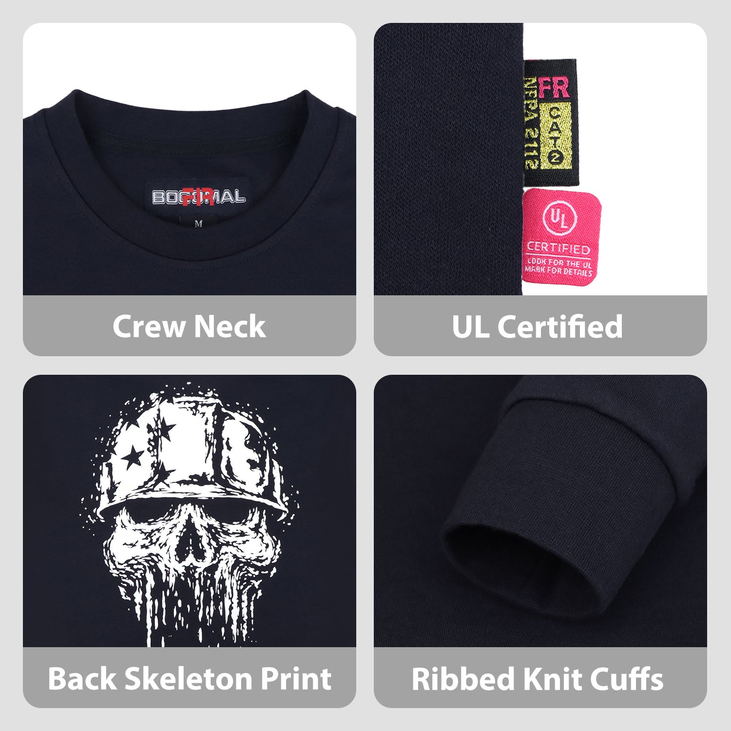 7oz Midweight Flame Resistant Flag/Skull Print Henley T-Shirts NFPA2112 CAT2-D1203