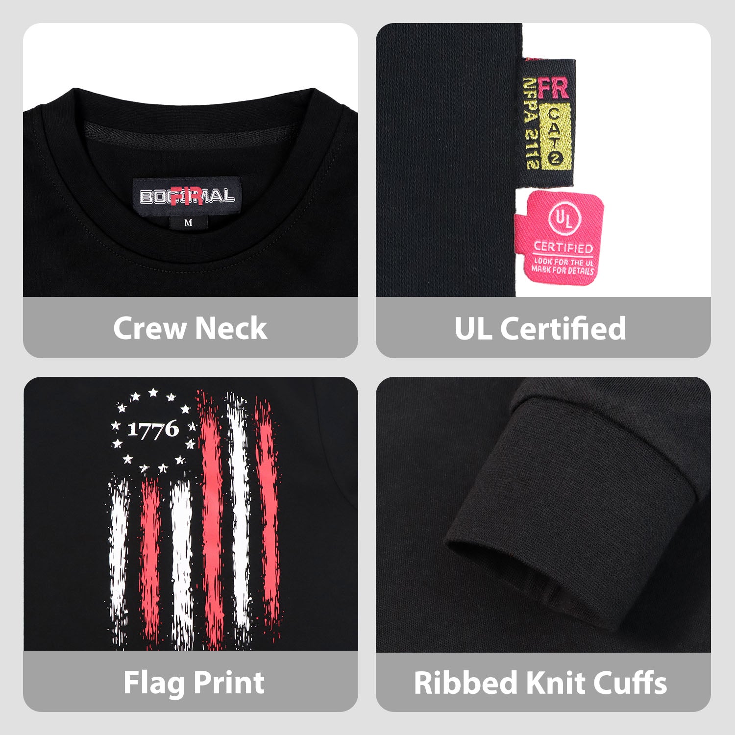 7oz Midweight Flame Resistant Flag/Skull Print Henley T-Shirts NFPA2112 CAT2-D1203