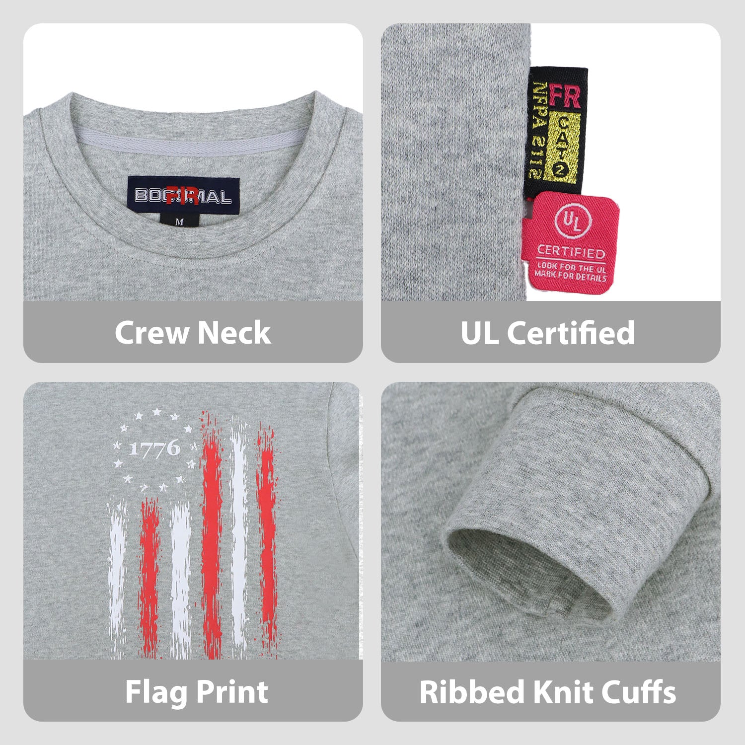 7oz Midweight Flame Resistant Flag/Skull Print Henley T-Shirts NFPA2112 CAT2-D1203