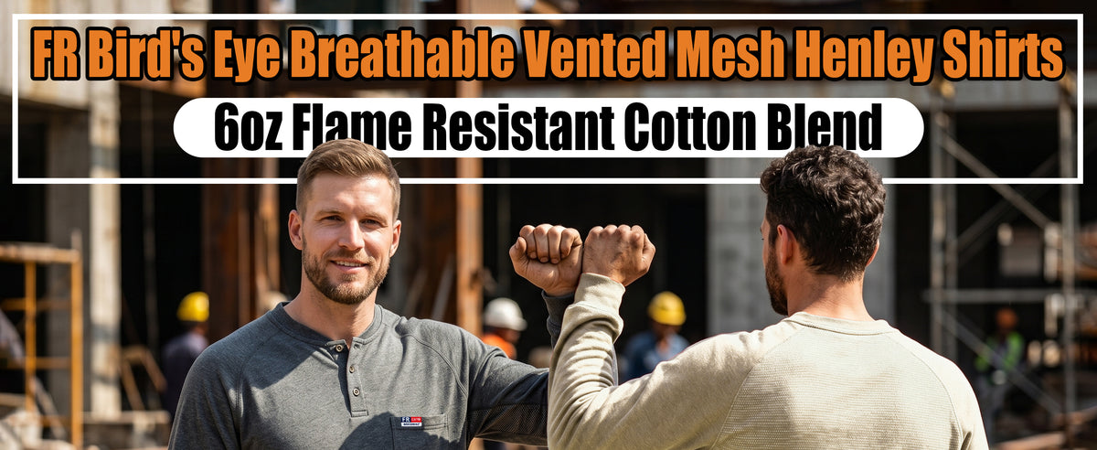 6OZ Henley Bird's-Eye Breathable Vented Mesh FR Tee-B535