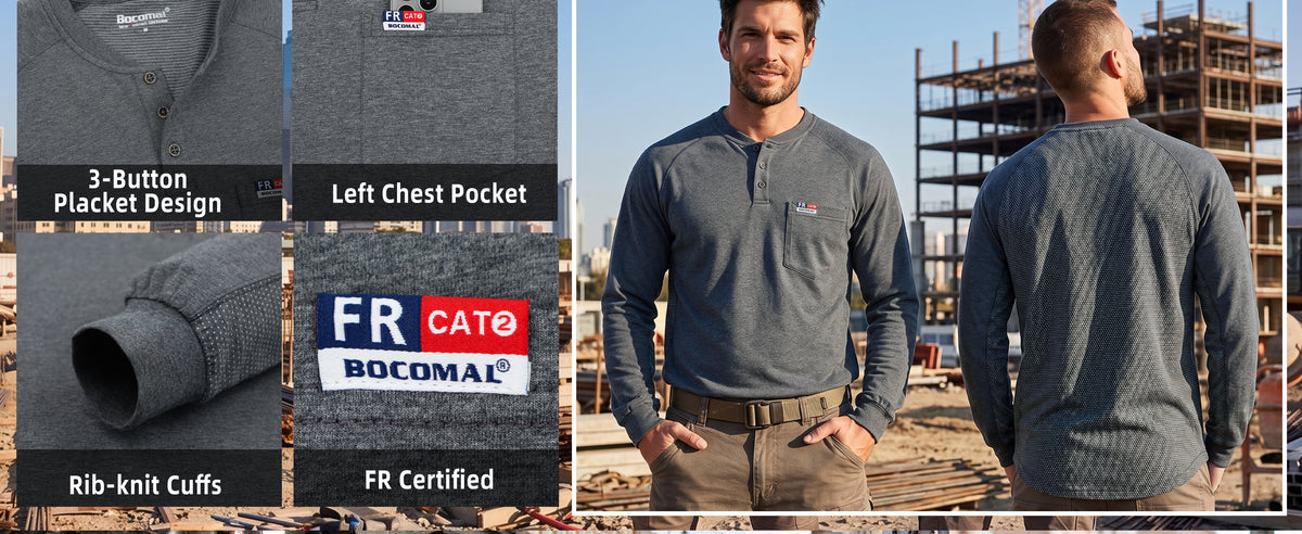 6OZ Henley Bird's-Eye Breathable Vented Mesh FR Tee-B535