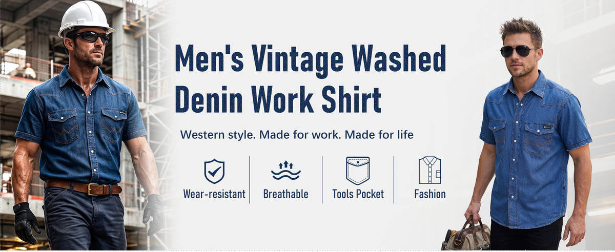 6.5OZ Short Sleeve Pearl Snap Denim Work Shirt (NON-FR) - SH052C