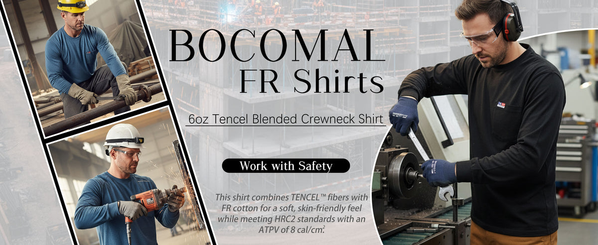 6OZ Crewneck Cotton Tencel Heather Blended Flame Resistant Work T-Shirt - A335