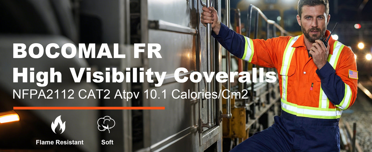 7.5OZ Cotton Twill FR Hi Vis Work Coverall - 2401HV