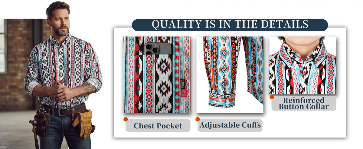 6.5OZ Printed Bohemia Button Down Flame Resistant Work Shirt-0816A-NEW